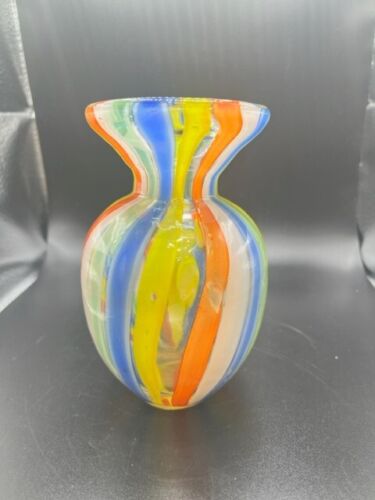 Jarrón vintage estilo bola de playa de murano color soplado a mano 5 3/4" de alto - Imagen 6 de 8