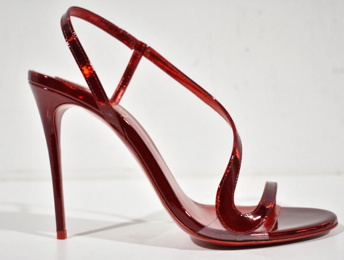 Christian Louboutin Rosalie 100 Red Patent PVC Ankle Strap Sandal Heel Pump 39 Christian Louboutin Rosalie 100 Red Patent PVC Ankle Strap Sandal Heel Pump 39