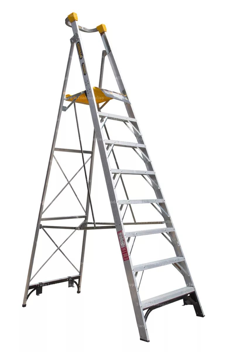 Gorilla Platform Ladder 2.4m 150kg 8 Step Industrial Aluminium
