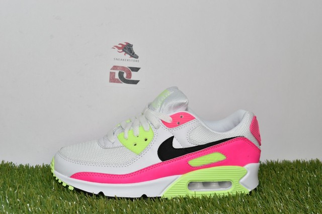 Nike Air Max 90 Womenâs CT1030-100 White Black Pink Blast Size 5.5 NIB DS | eBay