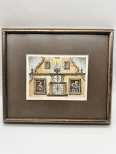 Ernst Geissendorfer Rothenburg Etching Print Signed Framed Etch Clock Tower