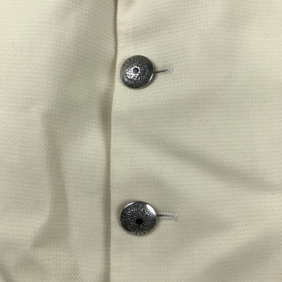 Blazer Versace Clásico V2 Para Hombres 50 Crema Lana Forrada Abotonada Traje Chaqueta * Foto 4 de 4