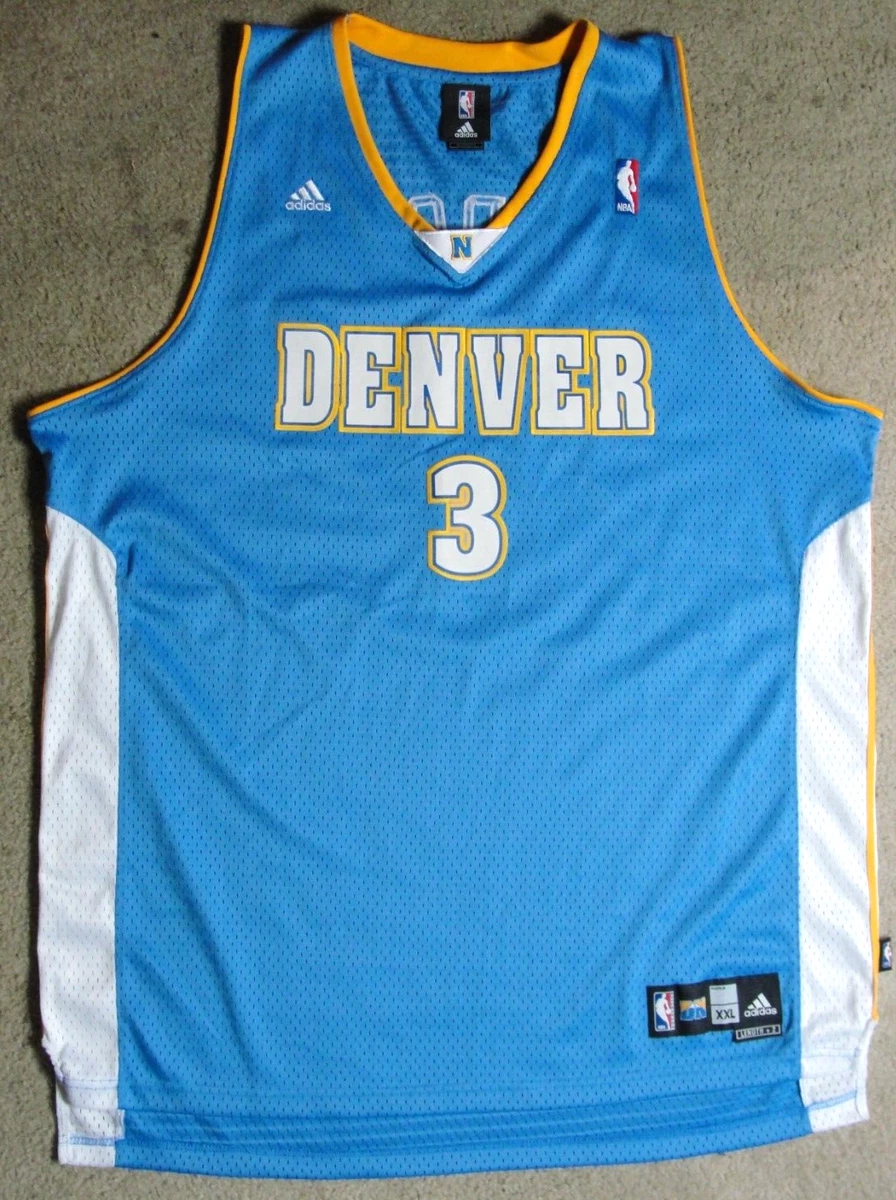 Denver Nuggets Allen Iverson 3 Adidas Size XL Length 2 Blue Jersey NBA