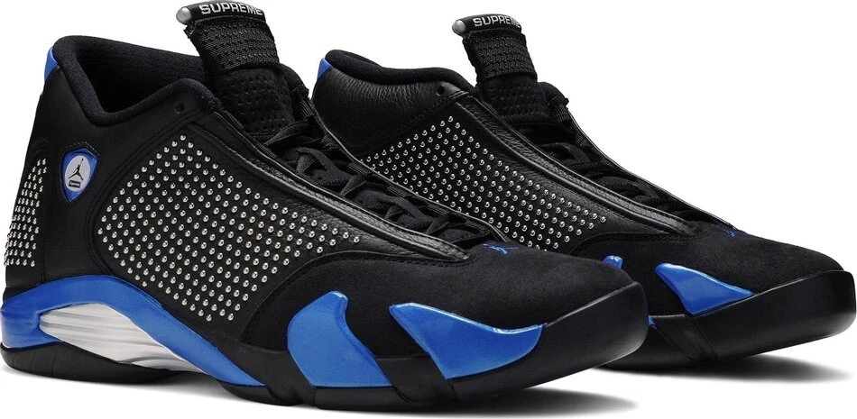 Nike Air Jordan 14 Retro Supreme 'Black Varsity Royal BV7630-004 Men's 9 NEW
