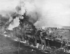 USS Franklin Afire Japan Attack GLOSSY POSTER PICTURE PHOTO PRINT BANNER 14054