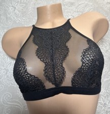 Victoria  s Secret High Neck Bralette Crochet Body By Victoria Black Small