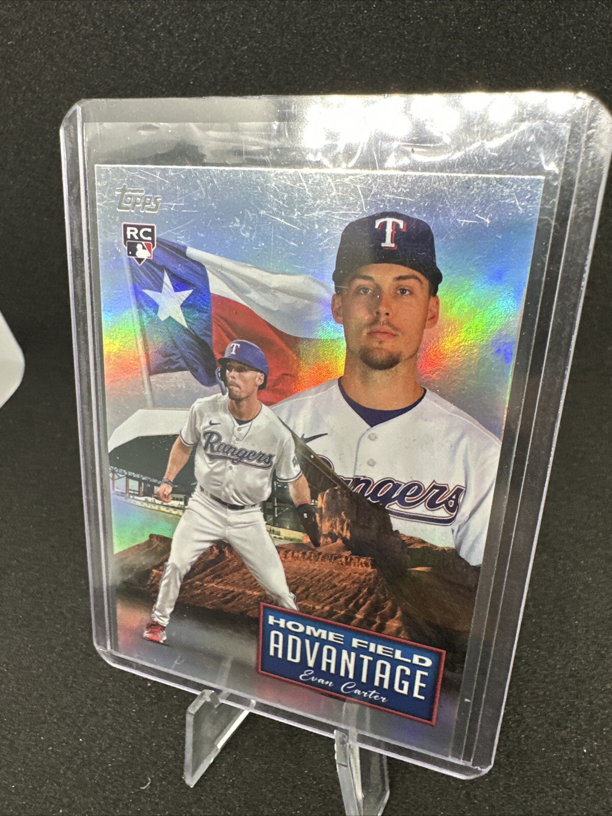 2024 Topps Series 2 Home Field Advantage #HFA-13 Evan Carter RC, Texas Rangers