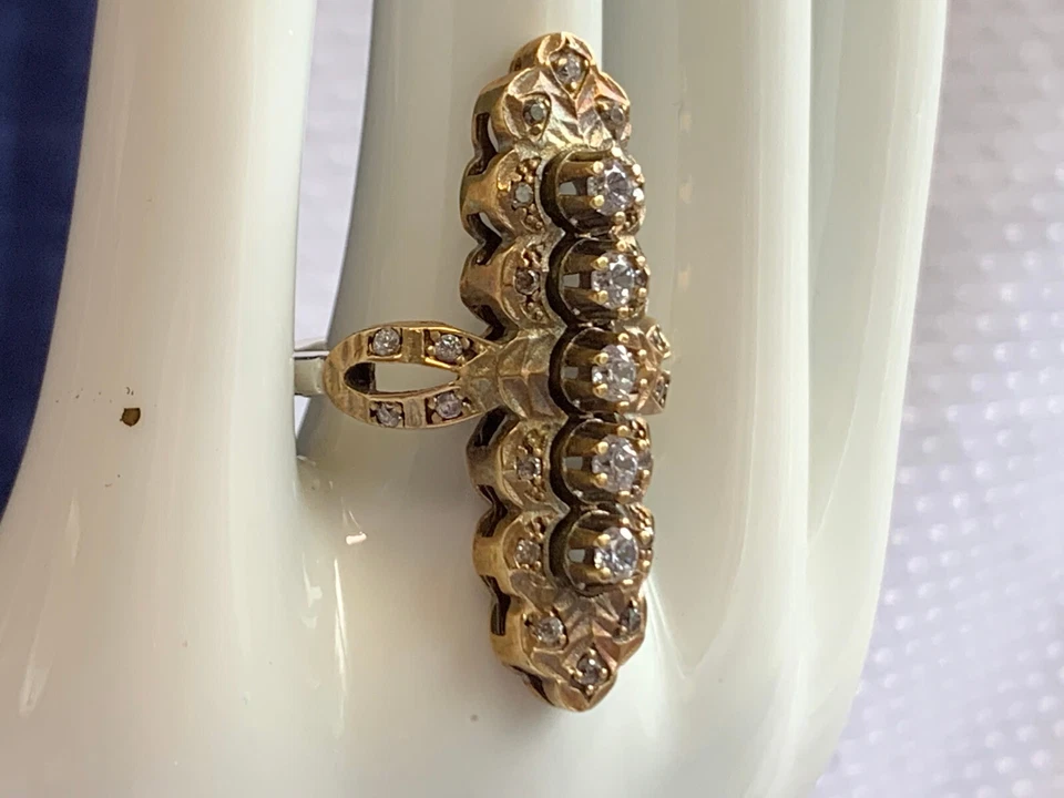 Antiguo anillo bohemio victoriano de plata esterlina cobre joyería fina talla 7,25 Foto 2 de 4