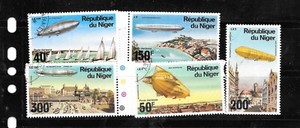 NIGER SC#C273-7 BLIMPS ZEPPLINS CTO USED 1976   XF CTO USED PICTORIAL STAMP SET