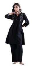 Women's Khadi Cotton Black Color Ankle Length Kurti Set of 2 for Gift