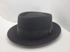 GUERRA 1855 GE PORKPIE FUR FELT HAT BLACK MADE IN ITALY