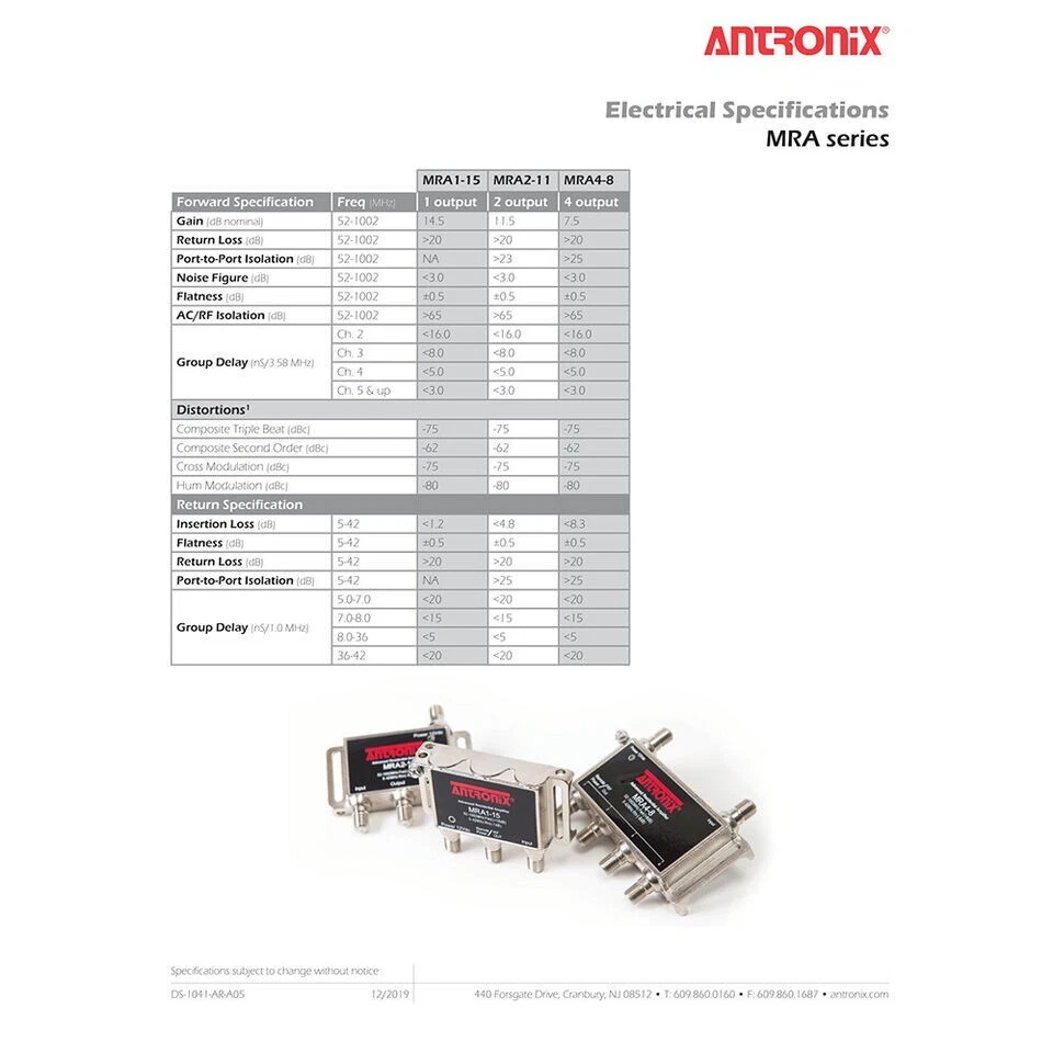 ANTRONIX MRA1-15/AC AMP COAXIAL CABLE AMPLIFIER w/ POWER ADAPTER - Image 3 of 4