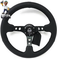 NEW REINFORCED NRG INNOVATIONS STEERING WHEEL RST-006BK + USPL AIR FRESHENER