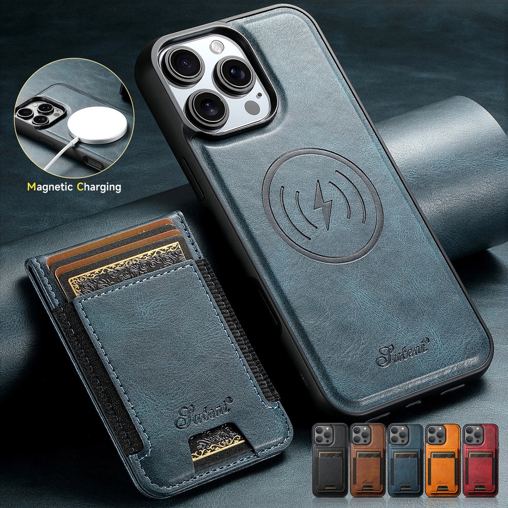 For iPhone 16 Pro Max 15 14 13 12 Removable MagSafe Magnetic Wallet Leather Case