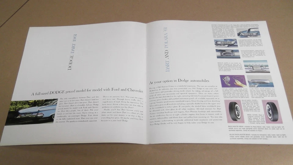 1961 DODGE DART PHOENIX ORIGINAL DEALER FOLDOUT ADVERTISEMENT AD 61 ART - Image 3 of 4