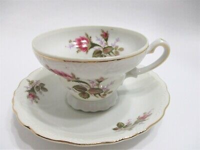 Vintage Moss Rose China Cup and Saucer | eBay