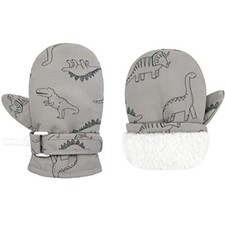 Toddler Mittens Waterproof Toddler Gloves Baby 6-24 Months Grey Dinosaurs
