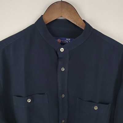Vintage Arrow Shirt Mens Large 16 Blue Band Collar Excellency Spun