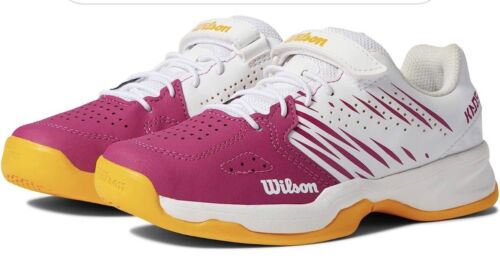 Chaussures de tennis Wilson Junior Kaos K 2.0 enfants filles/garçons rose/blanc enfants taille 1Y - Photo 1 sur 8