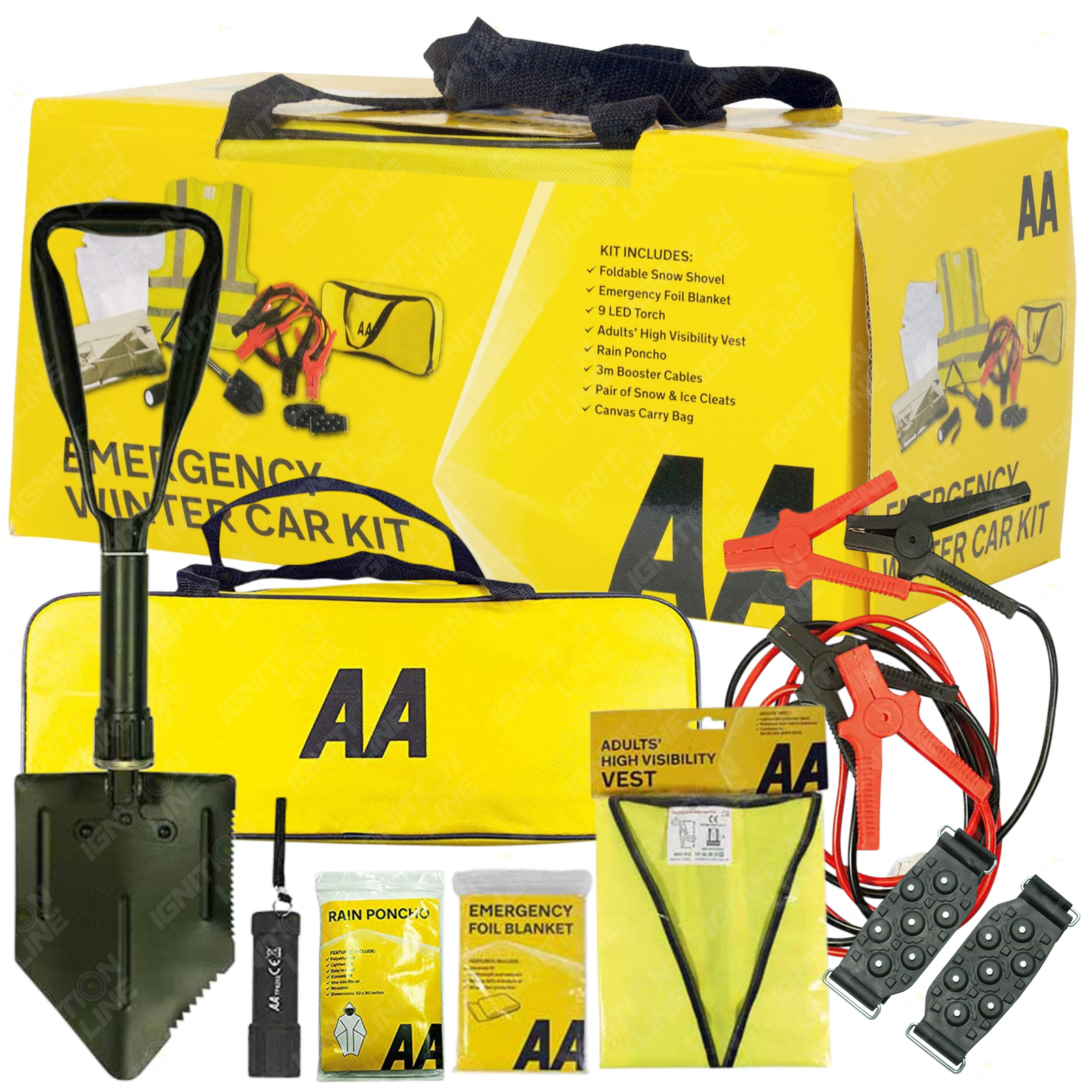 AA European Emergency Travel Kit Car Driving Motoring Winter Snow Shovel