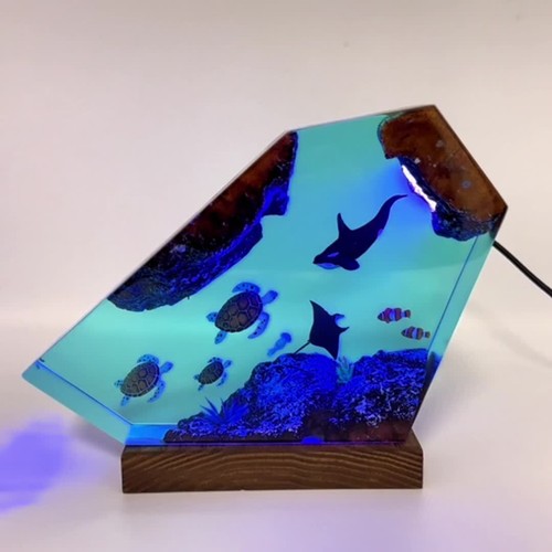 Orca Whale and Turtle Night Lights, Epoxy Resin Ocean Lamp, Home Decor - Video 1 of 1