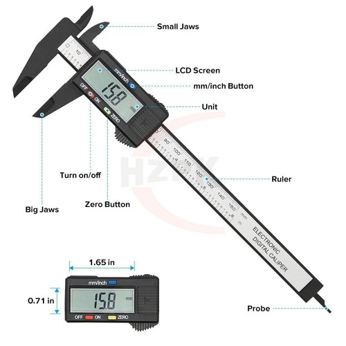 Pinza digital electrónica digital calibre micrómetro herramienta de medición regla digital 150 mm - Imagen 2 de 10