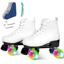 Roller Derby Skates for and Men,White Roller Skates for Outdoor Indoor, Adjus...