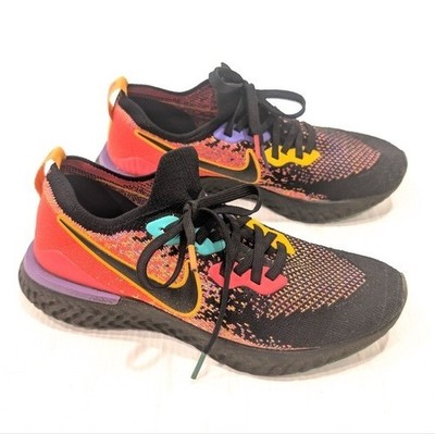 NIKE Epic React Women's Flyknit 2 Black Ember Glow Athletic Running Shoes