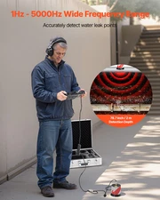 Pipe Water Leak Detector 1Hz–5kHz 7" Touchscreen Underground Leak Locator w/Case