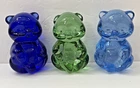 Vintage Sitting Teddy Bear Art Glass Figurines Paperweights Set of 3