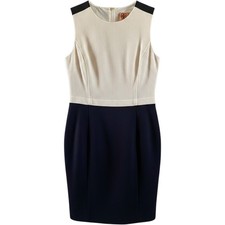 Tory Burch Tweed Wool Sheath Dress 10 Black Ivory Shift Bouclé Style