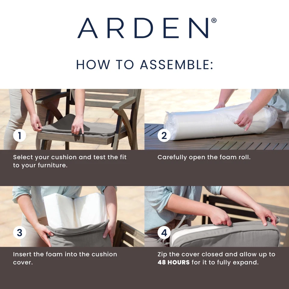 Cojín chaise lounge exterior de espuma Arden, 21 x 72, hecho con ProFoam, impermeable... Foto 3 de 4