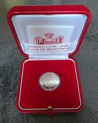 2 Euro 2026 Monaco PP proof Duché  Valentinois Original mit Box und Zertifikat - Bild 1 von 4