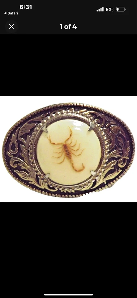 VTG Real Scorpion Belt Buckle Incased In Resin Cowboy Collectors Belt Buckle - Image 2 of 4