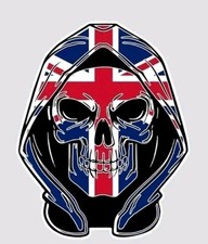 UNION JACK SKULL CAR STICKER UK flag Patriotic Laptop Bumper Window Wall Decal