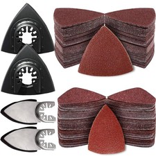 104Pcs Oscillating Tool Detail Sanding Pads Kit, 2Pcs Triangle 80mmx80mmx80mm