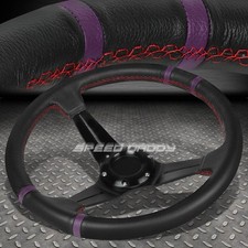Blackpurple Pvc Leather Deep-dish 3-spoke 6-bolt Aluminum Racing Steering Wheel