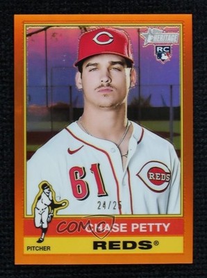 2025 Topps Heritage High Number Chrome Orange Border 24/25 Chase Petty #607 05ns