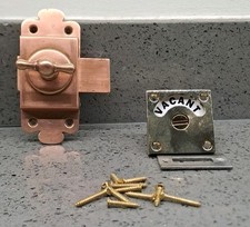 ORNATE BRASS VACANT ENGAGED TOILET BATHROOM DOOR LOCK INDICATOR SLIDING BOLT