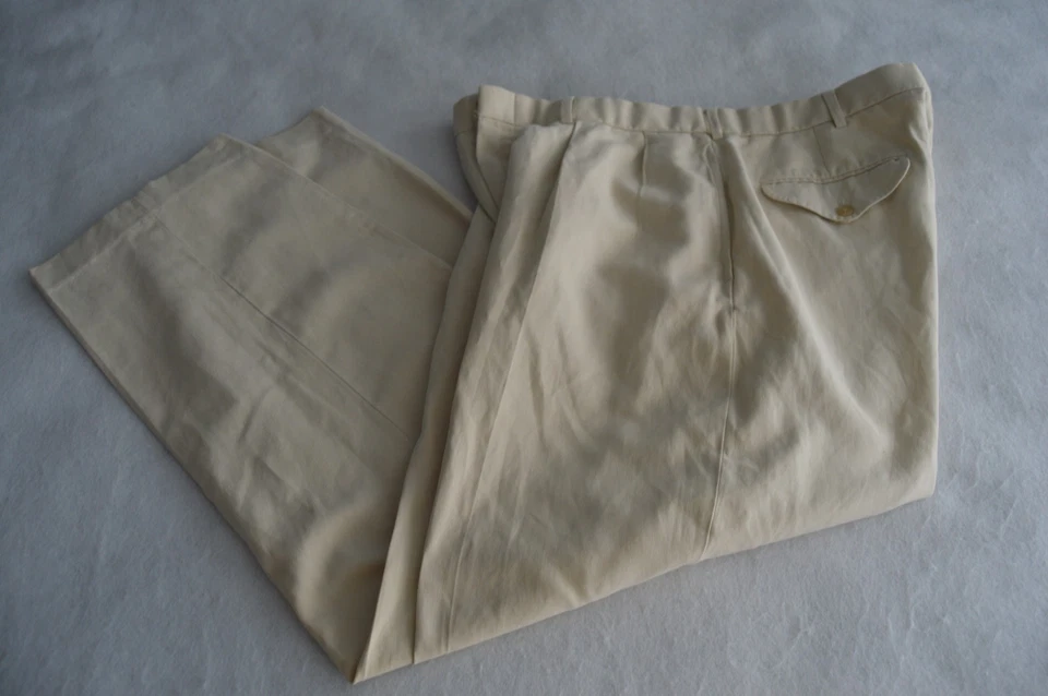 Pantalones Polo Golf Ralph Lauren Vintage Mezcla Seda Para Hombre 36/30 Beige Foto 2 de 4