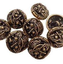 5PC Vintage Antiqued Bronze Vine Floral Plant Shank Metal Buttons 18mm 3/4"