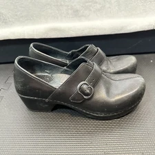 Dansko Shoes Womens Size 39 US 8.5 Black Leather Tamara Clogs Buckle Comfort