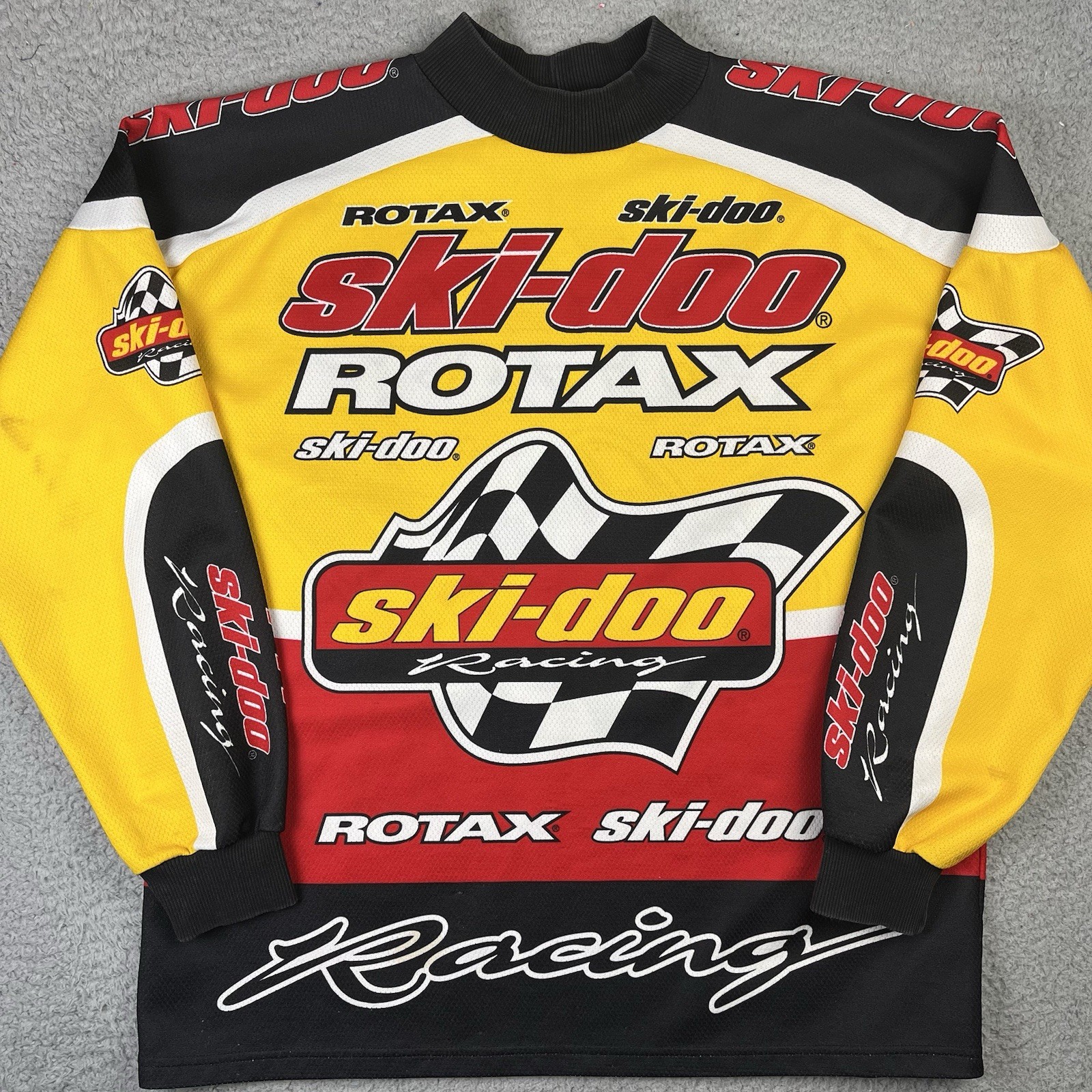 Vintage 90s Ski Doo Racing Jersey Mens XL Yellow Red Black Rotax