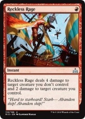 MTG Reckless Rage - Foil, Rivals of Ixalan, Moderately Played, English