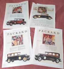 LOT of 4 PACKARD AUTOMOBILE MAGAZINE PRINT ADS - 1920's - All SEP Magazine
