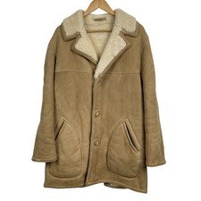 Sawyer of Napa Rancher Sheepskin Leather Coat Mens 42 Made in USA Shearling