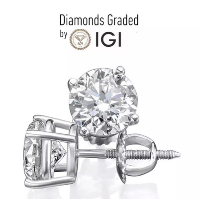 IGI zertifizierte 1,00 ctw Lab Grown Diamant Ohrstecker in 14K Weißgold D VS