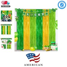 2 Pack St Patrick Party Decorations, 3.28 FT x 7.05 FT Green Gold Light Green...