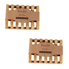 Bar Soap Dish for Sink or Shower, Odor Resistant Tray, 2 Count Brown