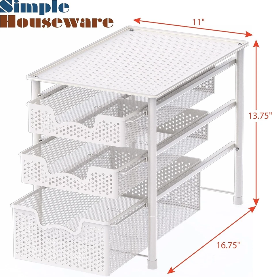 White 3 Tier Sliding Basket Organizer - Image 4 of 4